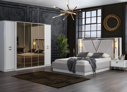 Modern elegant bedroom furniture set in luxurious design and contemporary style